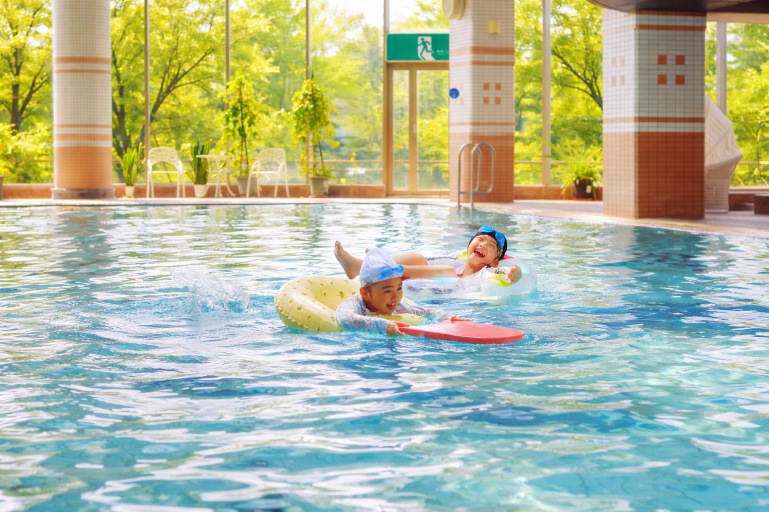 プールで遊んで