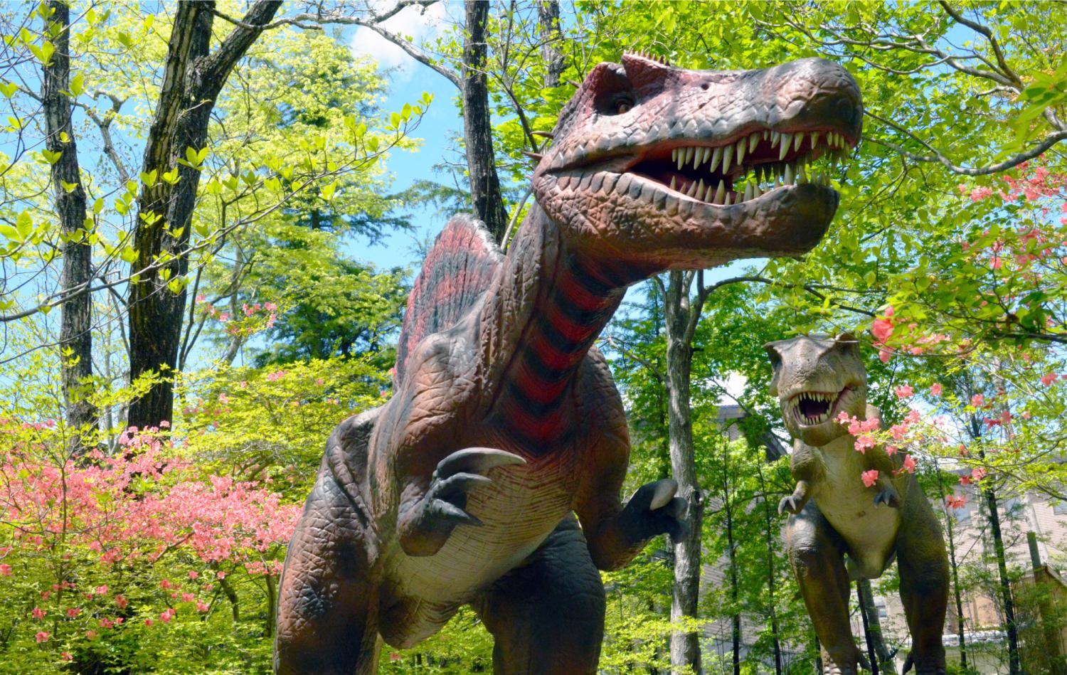 恐竜がお出迎え
